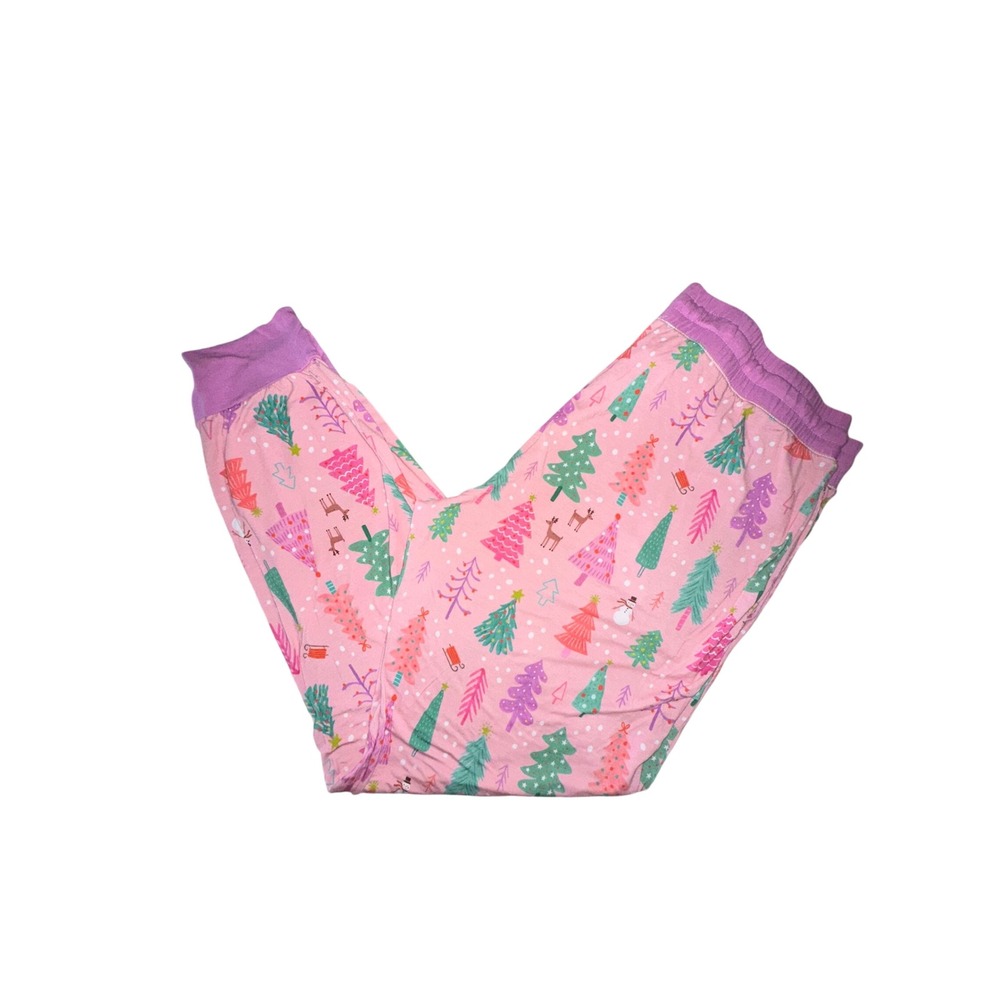 Little Sleepies Pink Christmas Tree Bamboo Pajama Pants Womens Jogger